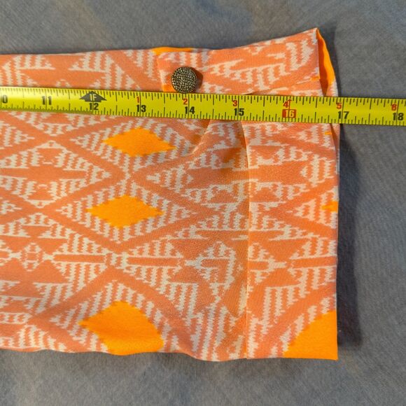 Anthropologie Everly Orange White Shift Dress Womens Medium Geometric Lined USA - Picture 8 of 11